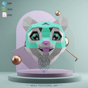 Cartoon Tiger Wall Trophy: 3D Papercraft PDF Template