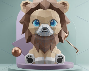 Baby Lion Papercraft Template- Adorable Lion Desk Buddy