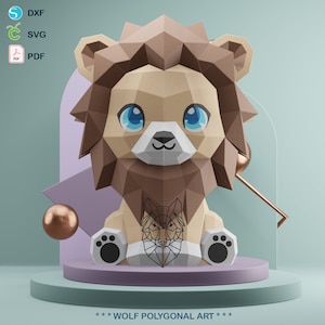 Modello per creare Baby Lion con la carta - Adorabile compagno di scrivania del leone