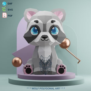 Baby Raccoon Papercraft Template- Adorable Jungle Cub Craft template