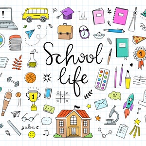 School clipart, Teacher clipart, Back to school clipart, School png, Hand drawn clip art Commercial use