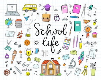 School clipart, Teacher clipart, Back to school clipart, School png, Hand drawn clip art Commercial use
