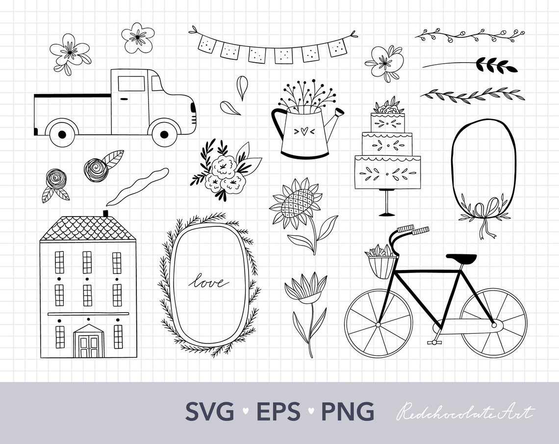 Rustic Graphics SVG Bundle Floral Wreath Svg Bicycle Svg | Etsy