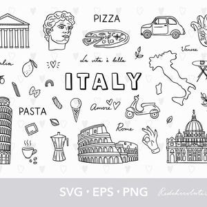 イタリアのSVGファイル、イタリアのクリップアートPNGファイル、旅行のクリップアート、クリカット用のイタリアのSVGファイル、イタリアのデジタルイラスト