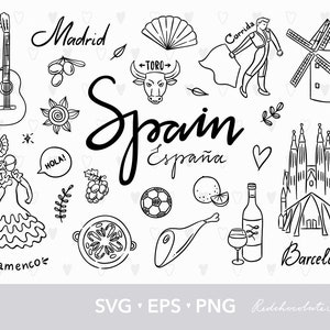 Spanje reizen clipart, Espana reizen svg, Spaanse svg-bestanden, Svg reizen, reizen doodle svg