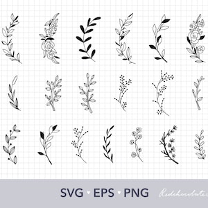 Branch svg bundle, Floral svg files for cricut, Floral png bundle, Plant svg cut file, Laurel svg, Botanical clipart