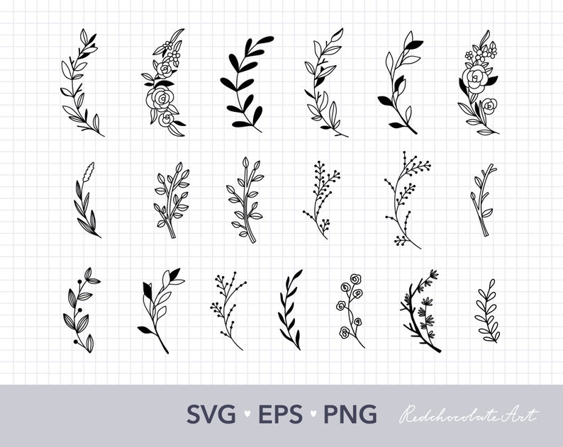 ZweigSvgBundle, FloralSvgDateien für Cricut, Floral PngBundle