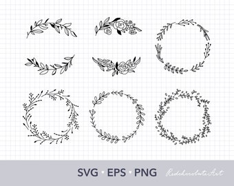 Floral wreath SVG, Wreath clipart, Botanical SVG wedding clipart, Wreath SVG files for cricut