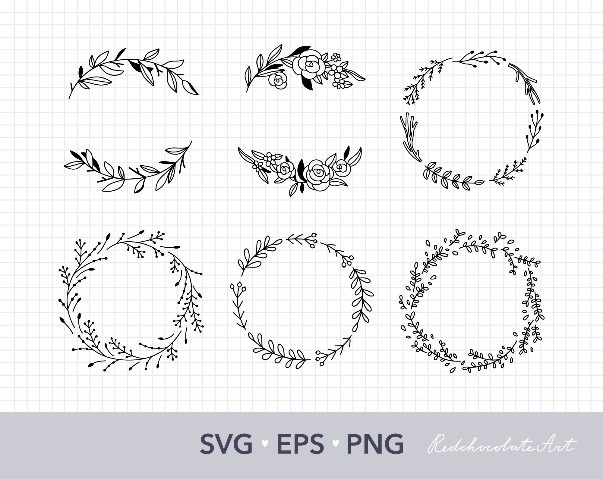 Download Floral Wreath Svg Wreath Clipart Botanical Svg Wedding Etsy