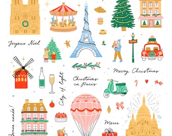 Christmas in Paris clipart, Christmas clipart, Paris clipart, France clipart