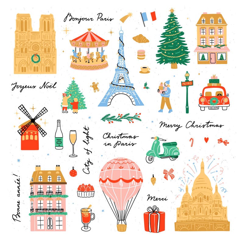 Christmas in Paris Clipart, Christmas Clipart, Paris Clipart, France ...