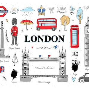 London clipart, England clipart, British clipart, Travel png