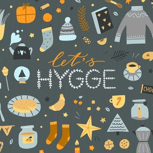 Hygge Png Bundle, Winter ClipArt, Weihnachtsgrafiken, Urlaub Clipart kommerzielle Nutzung