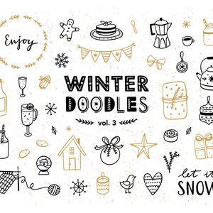 Weihnachten Doodle Clipart, Winter Doodles, Weihnachten Clipart, Weihnachten png Bundle