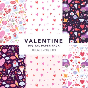 Valentine digital paper, Valentine's day digital background, Valentine digital paper pack, Heart digital paper