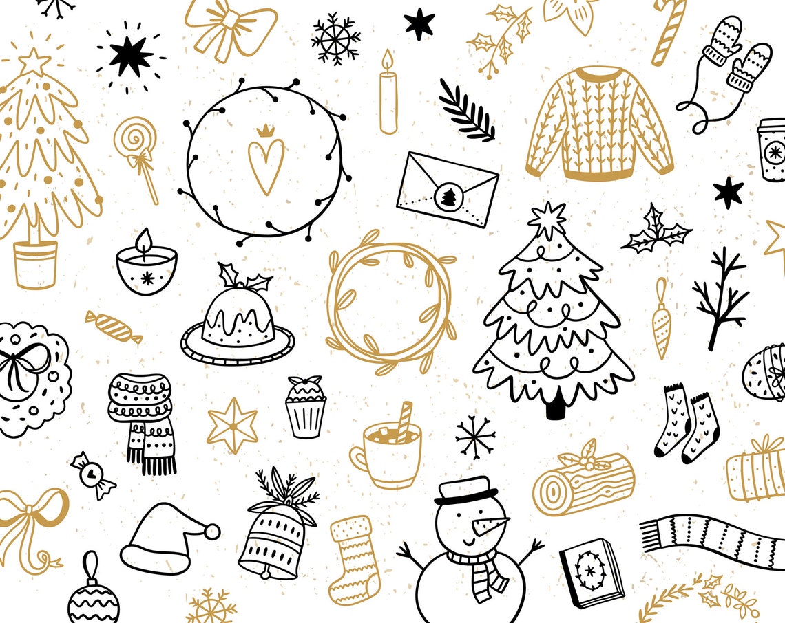 Christmas Clipart Winter Doodles Christmas Doodle Clipart | Etsy