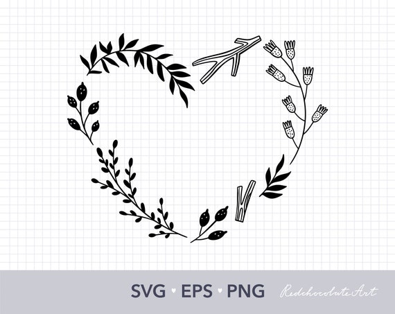Floral wreath SVG Heart svg files for cricut Heart frame SVG | Etsy