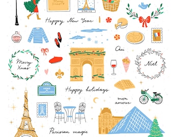 Christmas in Paris clipart, Paris clipart, Christmas clipart, France clip art