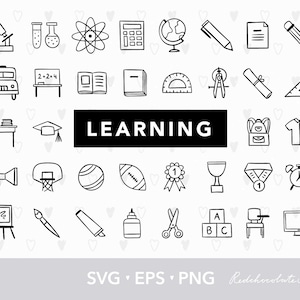 School icons svg, School clipart, Back to school clipart, Teacher clipart, School doodles svg