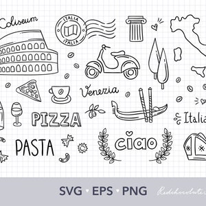 Arquivos svg da Itália, clipart de viagens, arquivos Png de clipart da Itália, pacote Svg, arquivos svg da Itália para cricut, ilustração digital da Itália