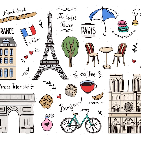 Paris clipart, Travel clipart, Paris clip art set, Paris planner clipart, Travel clip art png files