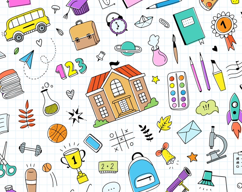 Clipart scuola, Clipart insegnante, Clipart ritorno a scuola, Scuola png, Clipart disegnata a mano Uso commerciale immagine 3