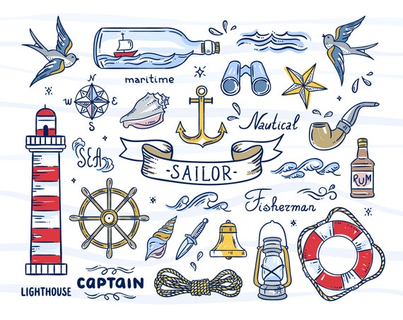 Nautical clipart Nautical png files Lighthouse clipart Sailor clip art Commercial use