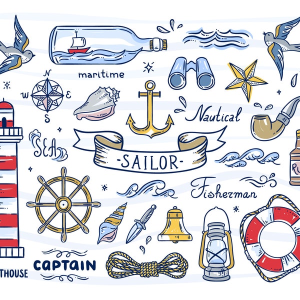 Nautical clipart Nautical png files Lighthouse clipart Sailor clip art Commercial use