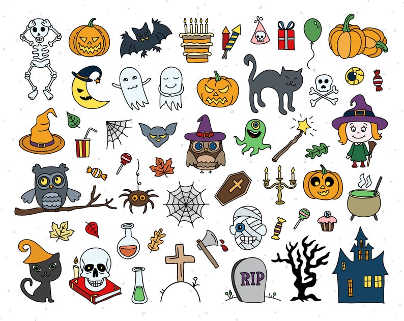 Halloween clipart, Halloween-grafik Png-filer, Häxclipart, Halloween-clipart, Höstclipart Kommersiellt bruk bild 2