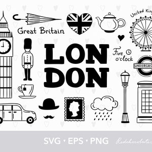 London Doodle svg, London svg, England svg travel clipart, UK svg files, London doodle clipart