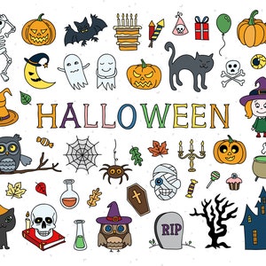 Halloween clipart, Halloween-grafik Png-filer, Häxclipart, Halloween-clipart, Höstclipart Kommersiellt bruk bild 1