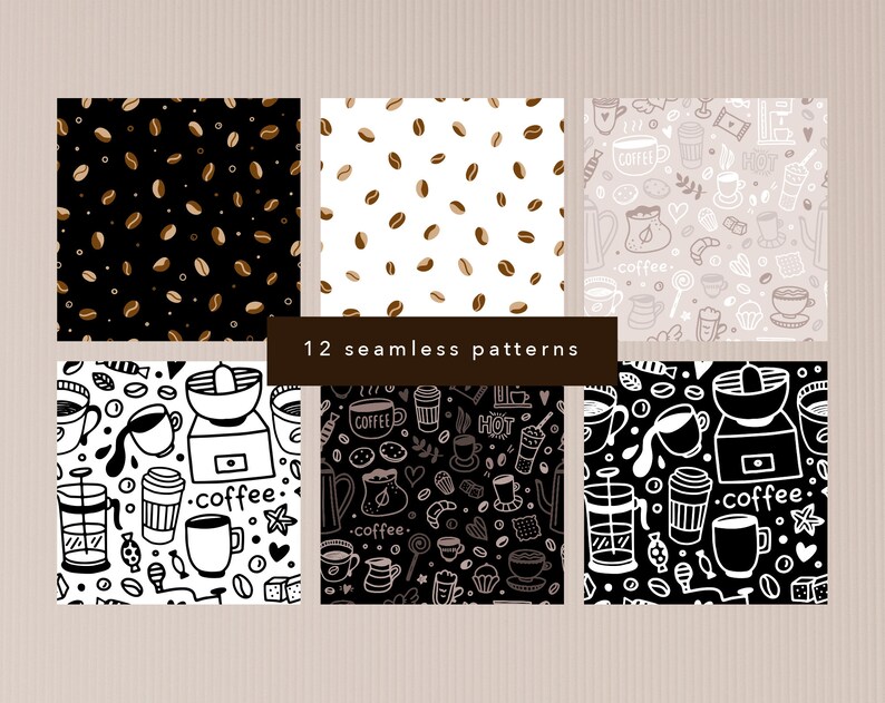 Coffee Digital Paper Pack Coffee Seamless Pattern Scrapbook - Etsy UK