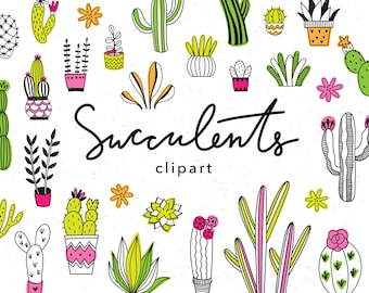 Cactus & Succulent Clipart Set, Floral PNG Graphics (Commercial Use)