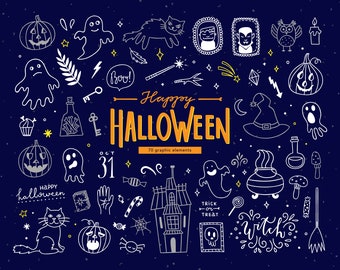 Clipart de Halloween clipart calabaza clipart otoño clipart Png archivos bruja clipart Halloween clip art set Halloween graphics