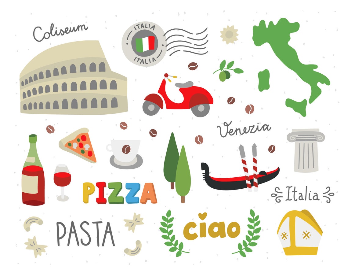 Italy Travel Clipart Travel Clip Art Italy Art Digital Etsy