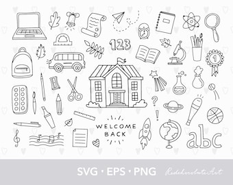 Back to school svg, School clipart, School svg, Teacher clipart, School doodle clipart, Kids svg Commercial use