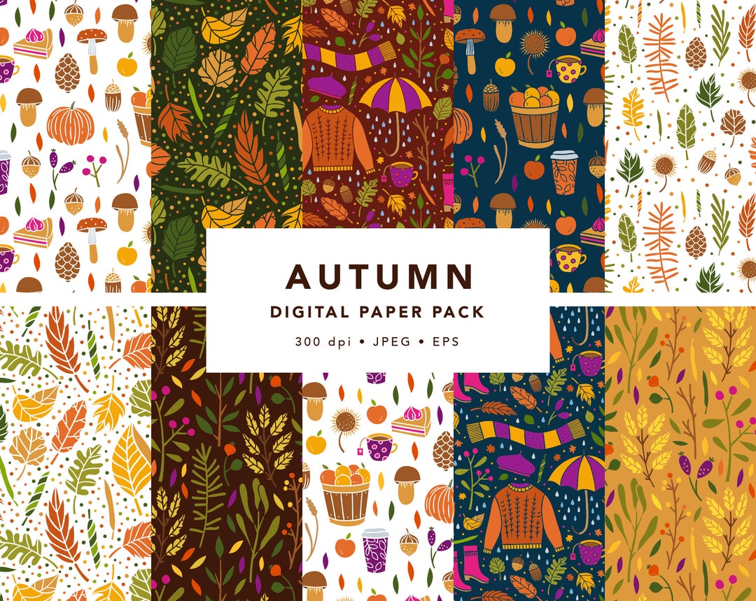 Autumn Digital Paper Pack Fall Background Fall Digital - Etsy