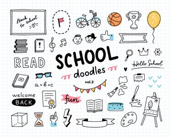 School doodle clipart, School clipart, Teacher clipart, Back to school clipart, School icon png