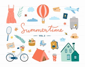 Summer clipart, Travel clipart, Summer png, Summertime clipart