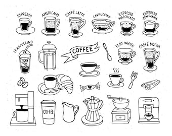 Kaffee Clipart, Coffee png, Coffee shop clipart, Coffee doodles