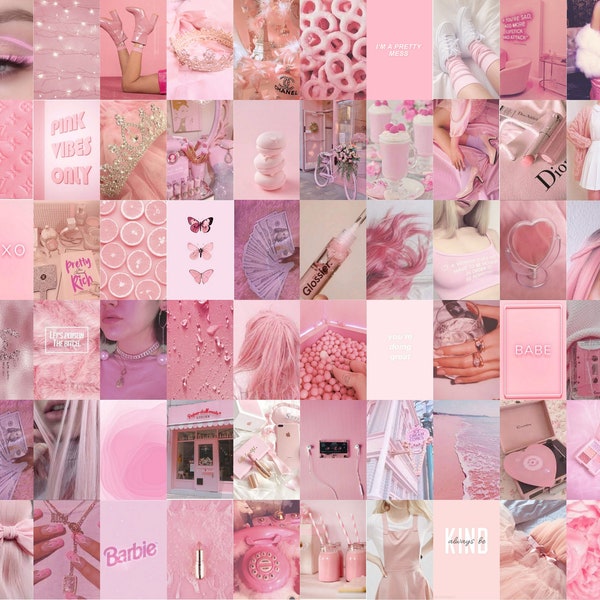 100 Pink Wall Collage Kit, Pink Aesthetic Photo Prints, Soft Candy Pink Printable Pictures for Room Decor, Pastel Pink (Digital Download)