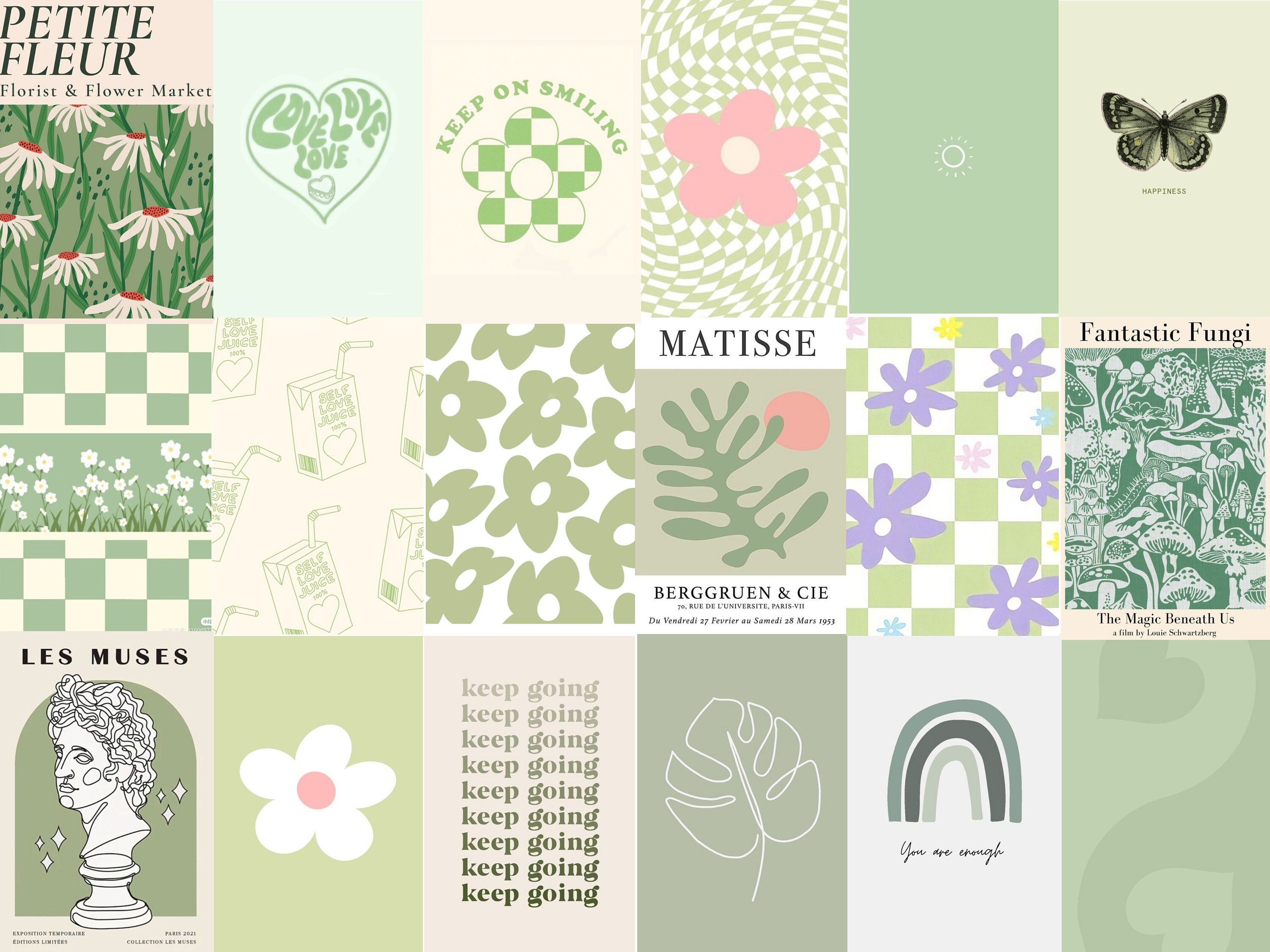 100 Sage Green Danish Pastel Collage Kit Pastell Wandcollage - Etsy Schweiz
