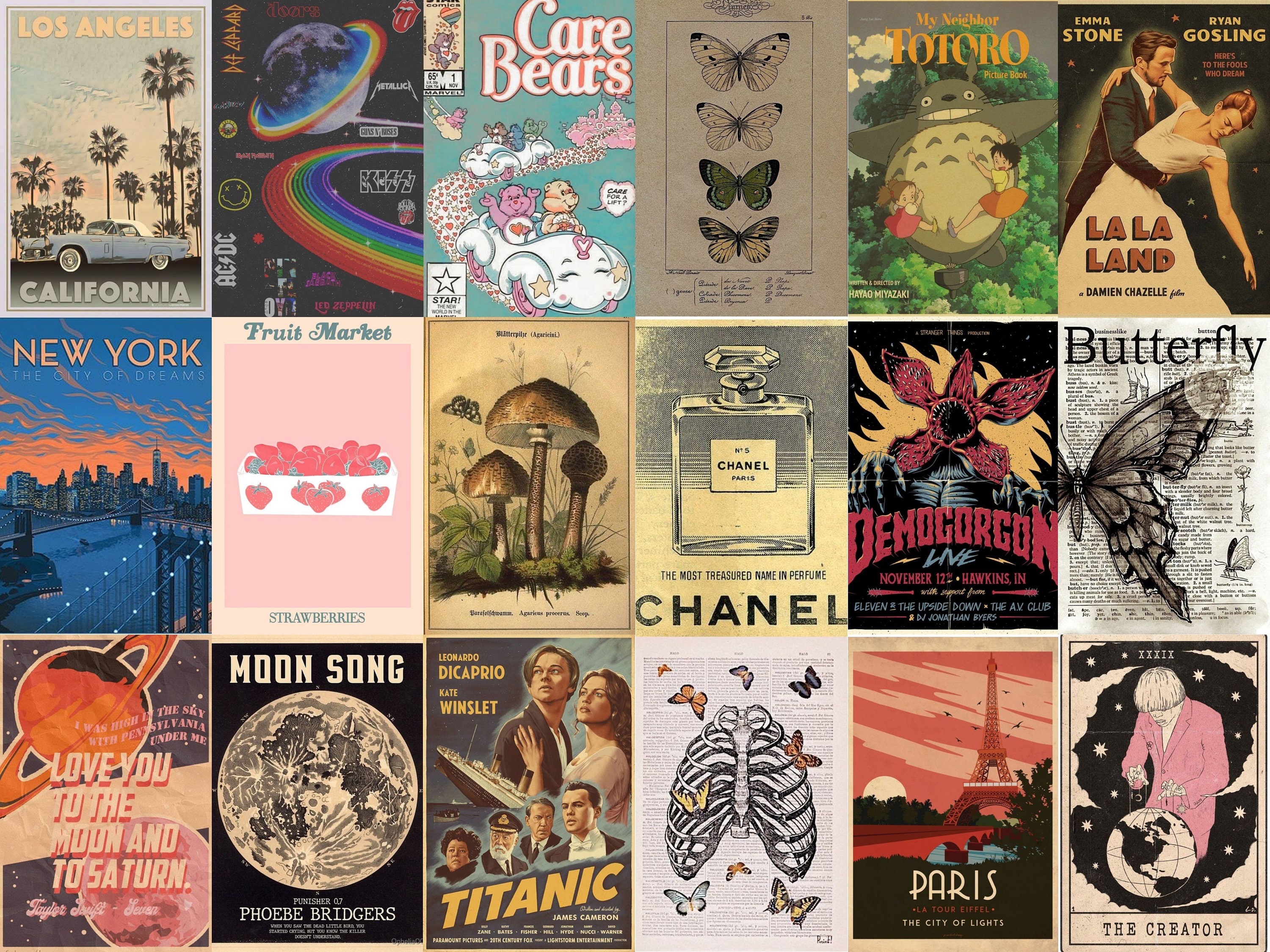 100 Retro Vintage Collage Kit, Retro Wall Collage, Retro Aesthetic Wall ...