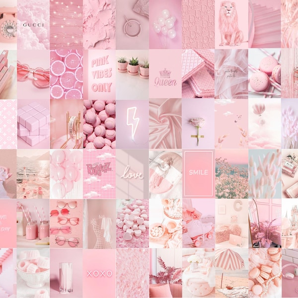 100 Blush Pink Collage Kit, Pastel Pink Wall Collage, Pink Aesthetic Wall Prints, Blush Pink Photo Collage Prints (Descarga digital)