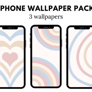 Pastel Boho iPhone Wallpaper, Indie iPhone Wallpaper, Retro Aesthetic Wallpaper, Groovy Retro Pastel Wallpaper (DIGITAL DOWNLOAD) 3 PCS