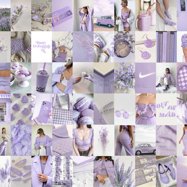 100 Lavender Collage Kit, Pastel Purple Wall Collage, Lilac Aesthetic Collage, Purple Photo Collage, Lavender Wall Decor (Digital Download)