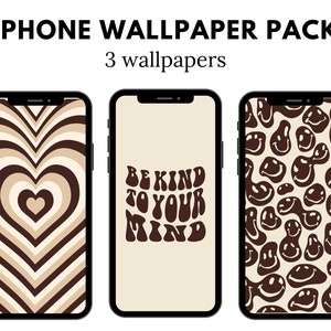 Boho Groovy iPhone Wallpaper, Indie iPhone Wallpaper, Retro Aesthetic Wallpaper, Groovy Retro Boho Wallpaper (DIGITAL DOWNLOAD) 3 PCS