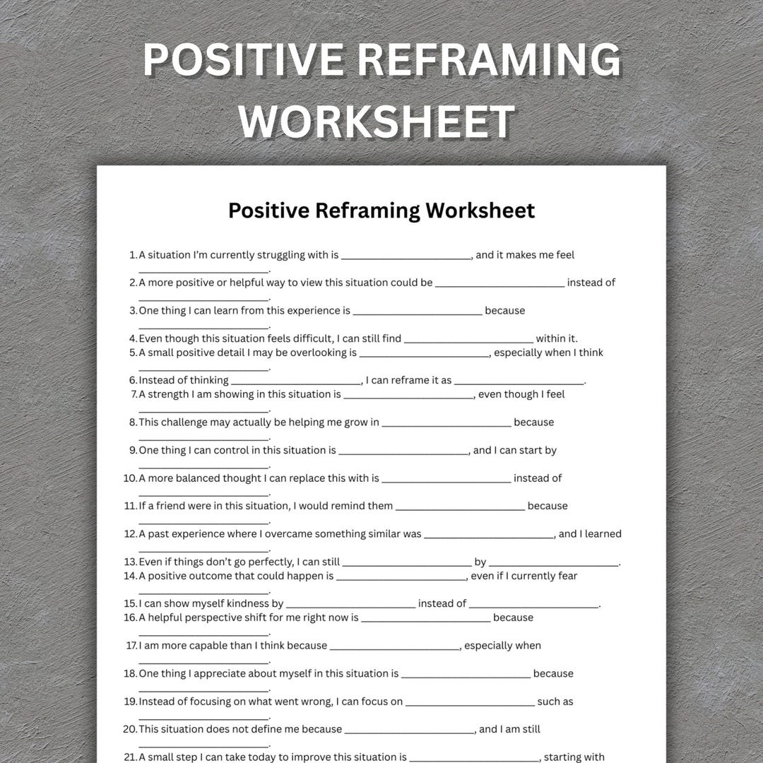 Reframe Card.pdf Positive Reframing Worksheet, CBT Thought Reframe PDF, Anxiety Self ...