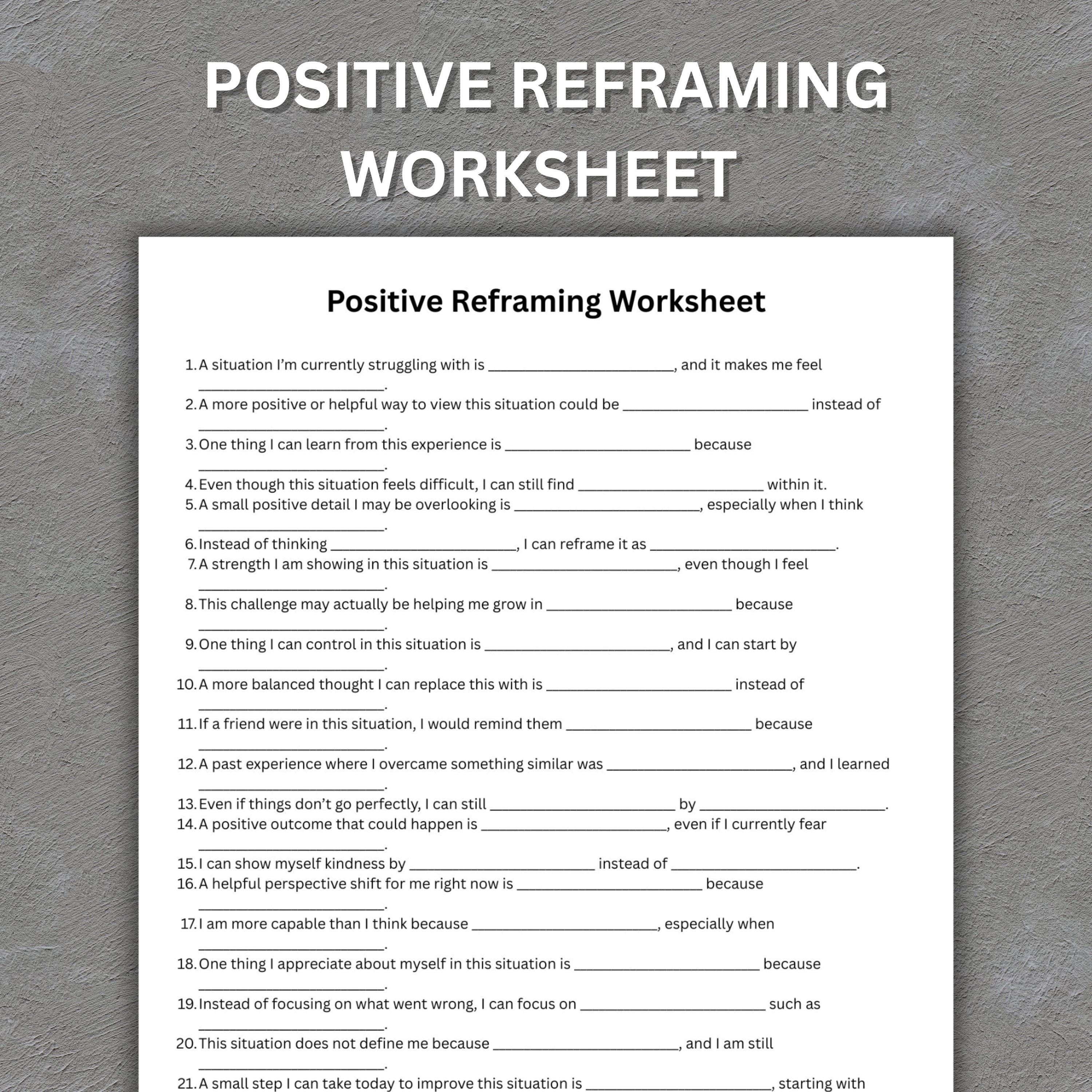 Reframing Worksheet.pdf Positive Reframing Worksheet, CBT Thought Reframe PDF, Anxiety Self ...