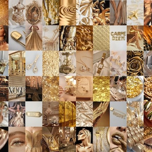 100 Gold Luxury Collage Kit, Gold Wall Collage, Gold Aesthetic Prints, Gold Photo Collage Prints, Luxury Wall Collage (Digital Download)